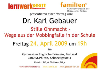 Mobbing Vortrag Dr. Karl Gebauer Mobbing Vortrag Dr. Karl Gebauer
